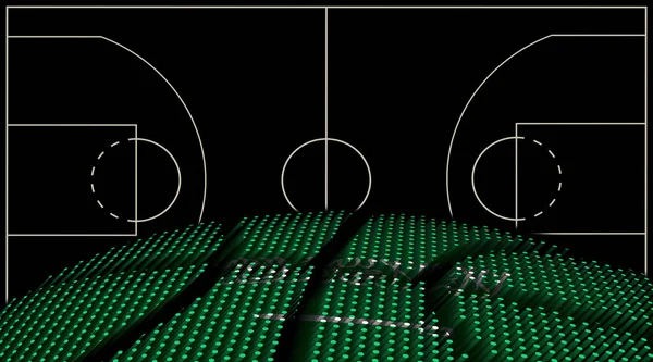Suudi Arabistan Basketbol Sahası Geçmişi Basketbol Topu Siyah Arka Plan — Stok fotoğraf