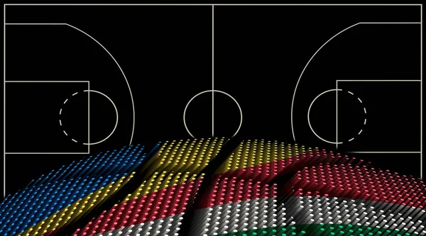 Seychelles Campo Basket Sfondo Pallacanestro Palla Fondo Nero — Foto Stock