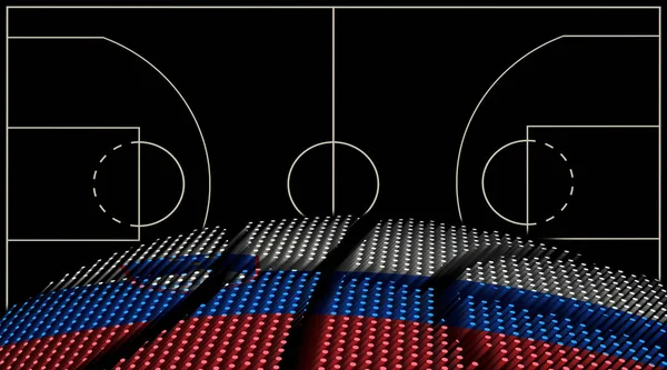 スロベニアバスケットボールコートの背景 バスケットボールボール ブラックの背景 — ストック写真