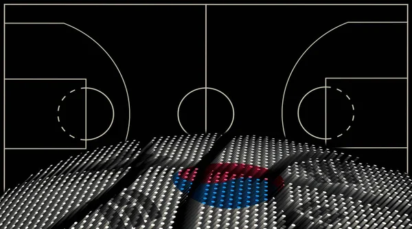 South Korea Basketball Court Background Basketball Ball Black Background — стокове фото