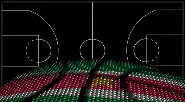 Suriname Basketballplatz Hintergrund Basketball Ball Schwarzer Hintergrund — Stockfoto