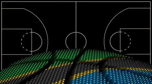 Tanzania Basketbalveld Achtergrond Basketbalbal Zwarte Achtergrond — Stockfoto