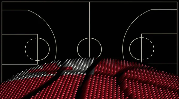 Tonga Basketbal Baan Achtergrond Basketbal Bal Zwarte Achtergrond — Stockfoto