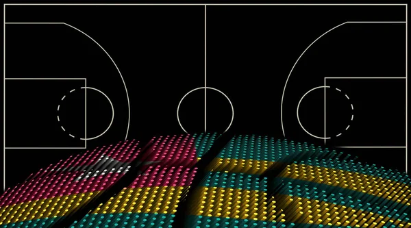 トーゴバスケットボールコート背景 バスケットボールボール ブラック背景 — ストック写真