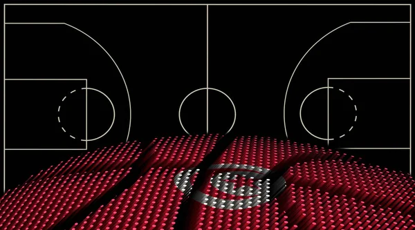 Tunus Basketbol Sahası Geçmişi Basketbol Topu Siyah Arka Plan — Stok fotoğraf