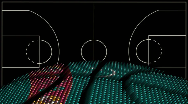 Τουρκμενιστάν Basketball Court Background Μπάσκετ Μαύρο Φόντο — Φωτογραφία Αρχείου