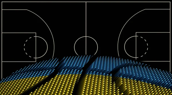 Ukrajina Basketbalové Hřiště Pozadí Basketbal Míč Černé Pozadí — Stock fotografie