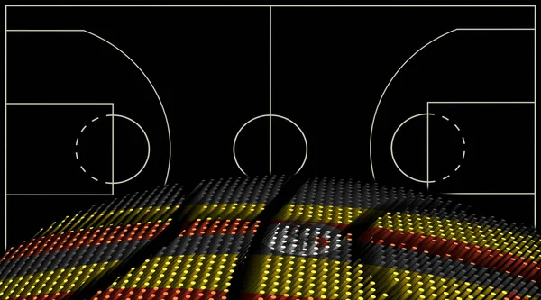 ウガンダバスケットボールコート背景 バスケットボールボール ブラック背景 — ストック写真