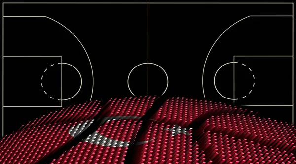 Turecko Basketbalové Hřiště Pozadí Basketbal Míč Černé Pozadí — Stock fotografie