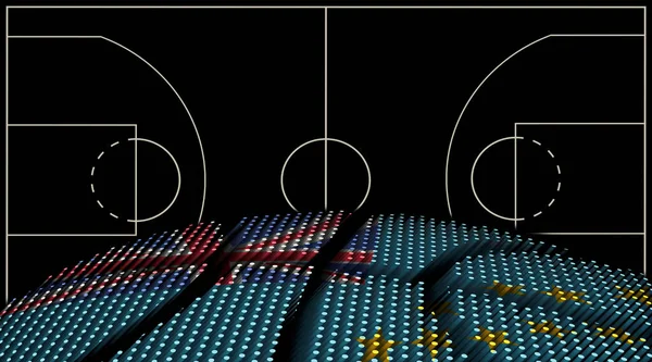 Tuvalu Basketball Court Background Basketball Ball Black Background — Stock Photo, Image