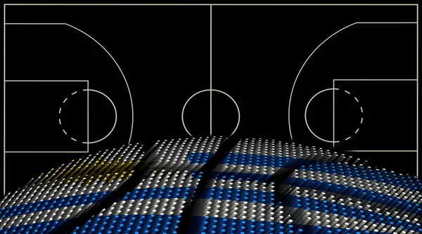 Uruguay Basketbol Sahası Geçmişi Basketbol Topu Siyah Arka Plan — Stok fotoğraf