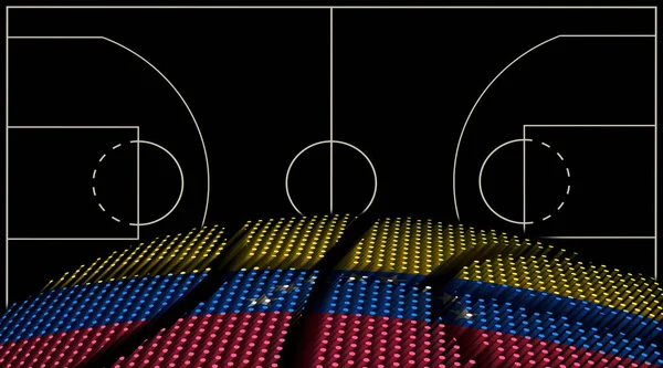 Venezuela Basket Campo Sfondo Pallacanestro Palla Sfondo Nero — Foto Stock