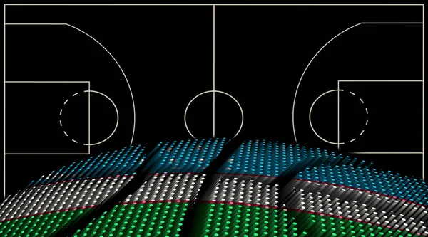 Uzbekistán Basketbalové Hřiště Pozadí Basketbal Míč Černé Pozadí — Stock fotografie