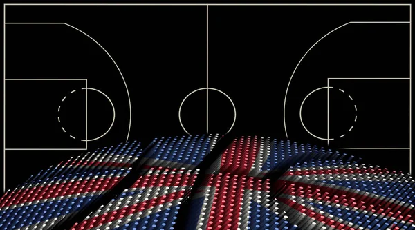 Verenigd Koninkrijk Basketbal Baan Achtergrond Basketbal Ball Zwarte Achtergrond — Stockfoto