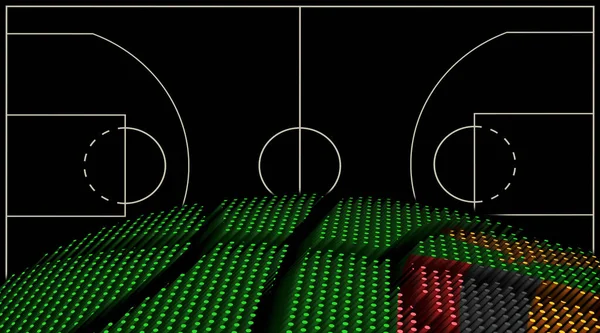Sambia Basketballplatz Hintergrund Basketball Ball Schwarzer Hintergrund — Stockfoto