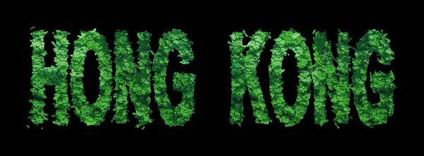 Hong Kong Lettering Hong Kong Forest Ecology Concept Black Clipping — Foto Stock