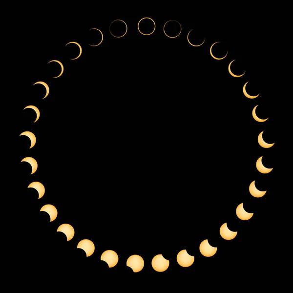 Coroczne Zaćmienie Słońca Fazy Zaćmienia Słońca — Zdjęcie stockowe