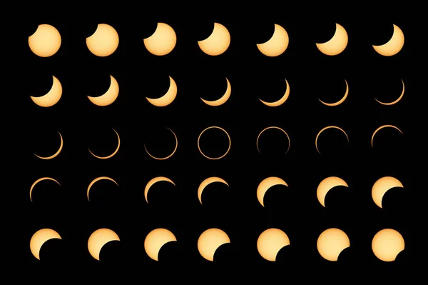 Yıllık Güneş Tutulması Güneş Tutulmasının Aşamaları — Stok fotoğraf