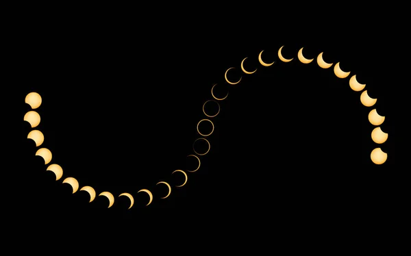 Yıllık Güneş Tutulması Güneş Tutulmasının Aşamaları — Stok fotoğraf