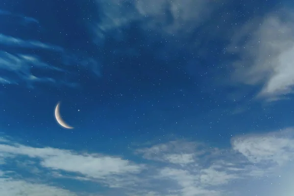 Νυχτερινός Ουρανός Και Φεγγάρι Αστέρια Ραμαζάνι Καρίμ Εορτασμός — Φωτογραφία Αρχείου