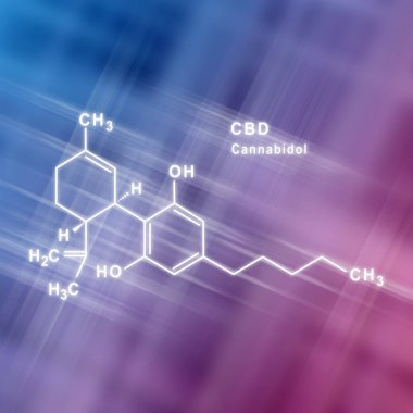 CBD Cannabidiol Yapısal Kimyasal Formül Mavi Pembe Arkaplan
