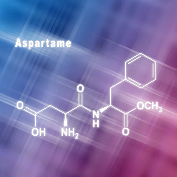 Edulcorante Artificial Aspartamo Fórmula Química Estructural Fondo Rosa Azul —  Fotos de Stock