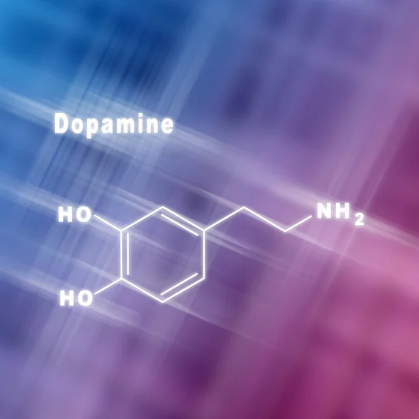 Hormon Dopaminy Strukturalny Wzór Chemiczny Niebieski Różowy Tło — Zdjęcie stockowe