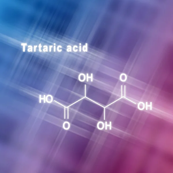 Acido Tartarico Formula Chimica Strutturale Fondo Rosa Blu — Foto Stock