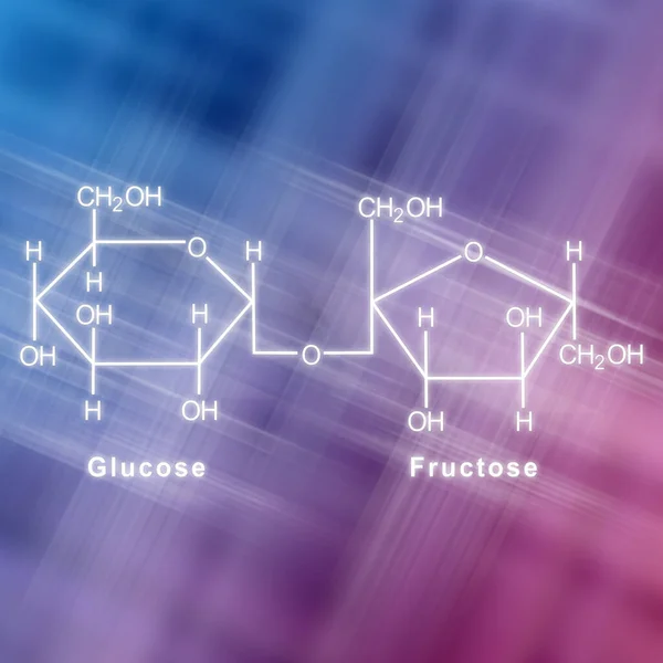 Sucrose Structural chemical formula blue pink background