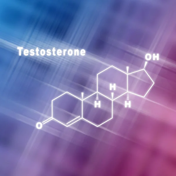 Hormona Testosterona Fórmula Química Estructural Fondo Rosa Azul —  Fotos de Stock
