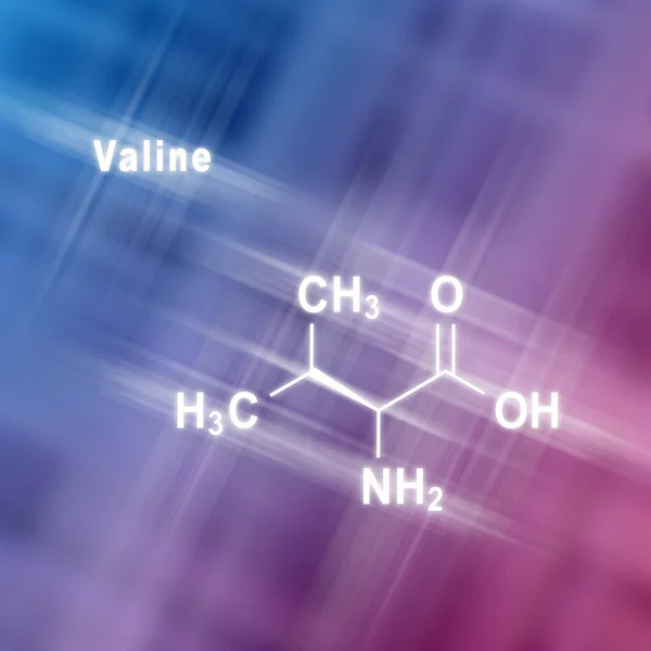 Valine Valine Val Acide Aminé Structure Chimique Bleu Rose Fond — Photo