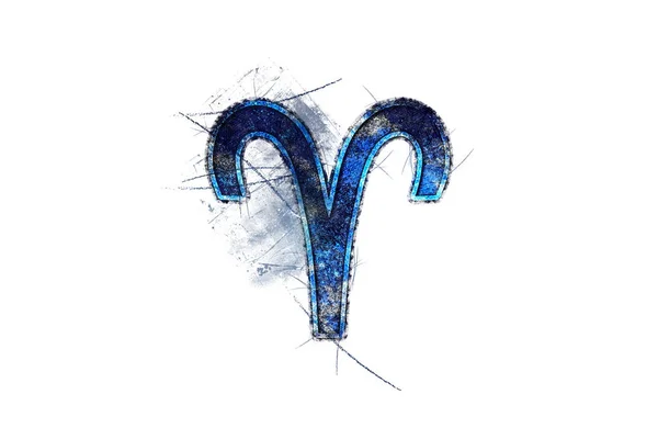 Widder Tierkreiszeichen Horoskop Astrologie Hintergrund Widder Horoskop Symbol Blaues Symbol — Stockfoto