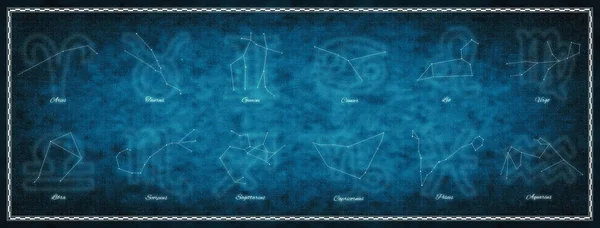 Zodiac Star Constellation Horoscope Set Zodiac Signs — 图库照片