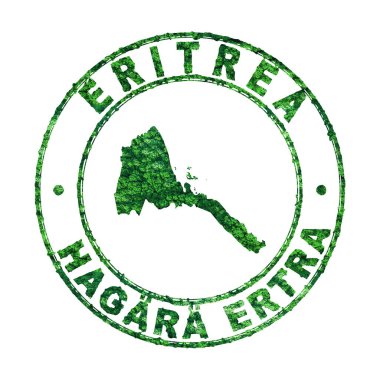 Eritre Haritası, Posta Damgası, Sürdürülebilir Geliştirme, CO2 emisyon konsepti, kırpma yolu