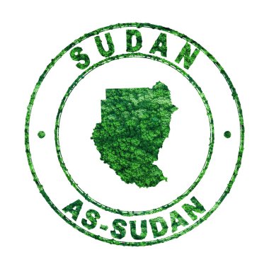 Sudan Haritası, Posta Damgası, Sürdürülebilir Geliştirme, CO2 emisyon konsepti, kırpma yolu