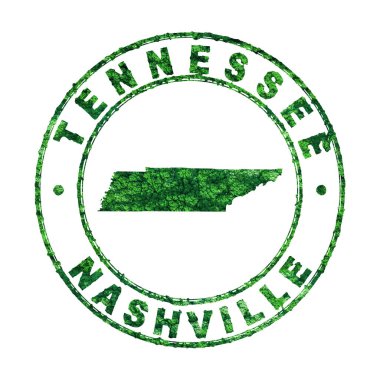 Tennessee Haritası, Posta Damgası, Sürdürülebilir Geliştirme, CO2 emisyon konsepti, kırpma yolu