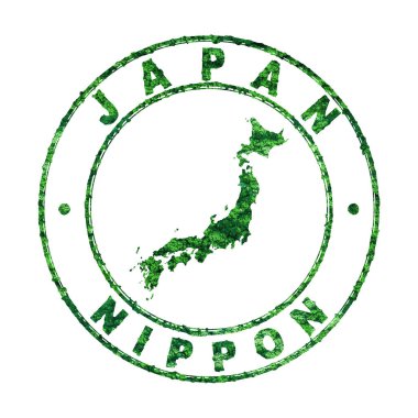 Japonya Haritası, Posta Damgası, Sürdürülebilir Geliştirme, CO2 emisyon kavramı, kırpma yolu