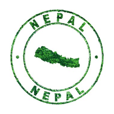 Nepal Haritası, Posta Damgası, Sürdürülebilir Geliştirme, CO2 emisyon kavramı, kırpma yolu