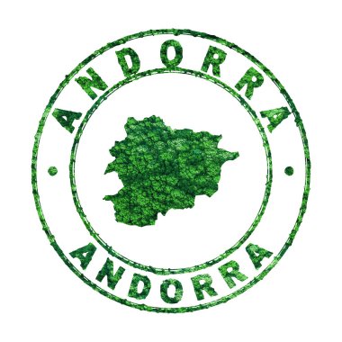 Andorra Haritası, Posta Damgası, Sürdürülebilir Geliştirme, CO2 emisyon konsepti, kırpma yolu