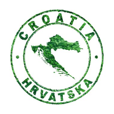 Hırvatistan Haritası, Posta Damgası, Sürdürülebilir Kalkınma, CO2 emisyon kavramı, kırpma yolu