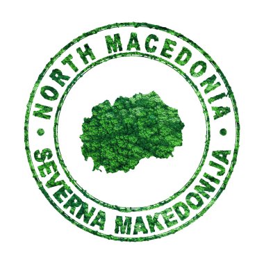 Kuzey Makedonya Haritası, Posta Damgası, Sürdürülebilir Kalkınma, CO2 emisyon kavramı, kırpma yolu