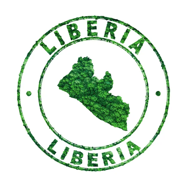 Mapa Liberia Sello Postal Desarrollo Sostenible Concepto Emisiones Co2 Recorte — Foto de Stock