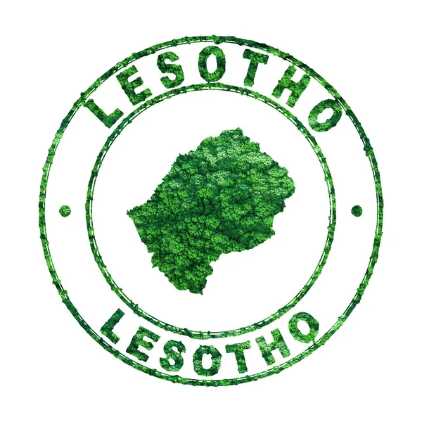 Mappa Del Lesotho Francobolli Postali Sviluppo Sostenibile Concetto Emissione Co2 — Foto Stock