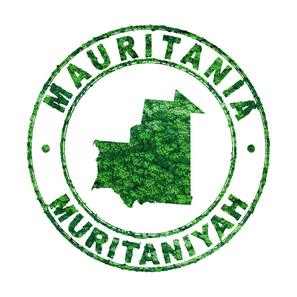 Mappa Della Mauritania Francobolli Postali Sviluppo Sostenibile Concetto Emissione Co2 — Foto Stock