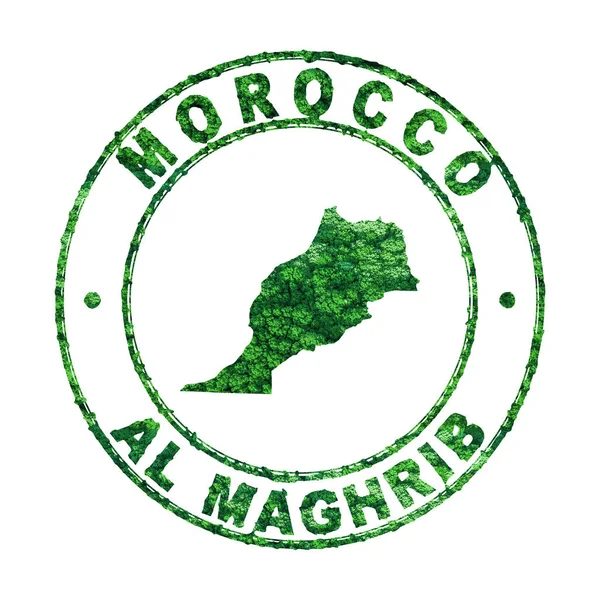 摩洛哥地图 邮政邮票 可持续发展 二氧化碳排放概念 剪报路径 — 图库照片