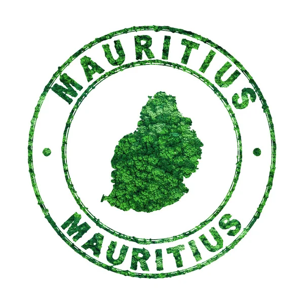 Mappa Mauritius Francobolli Postali Sviluppo Sostenibile Concetto Emissione Co2 Percorso — Foto Stock
