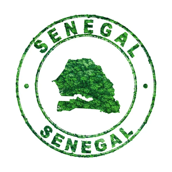 Mappa Del Senegal Francobolli Postali Sviluppo Sostenibile Concetto Emissione Co2 — Foto Stock