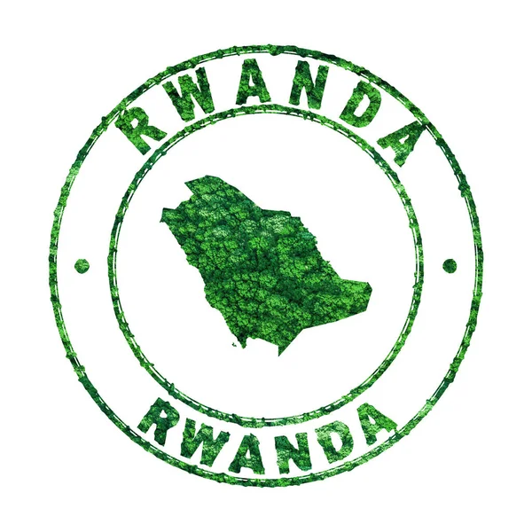 Karta Över Rwanda Poststämpel Hållbar Utveckling Co2 Utsläppskoncept Klippbana — Stockfoto