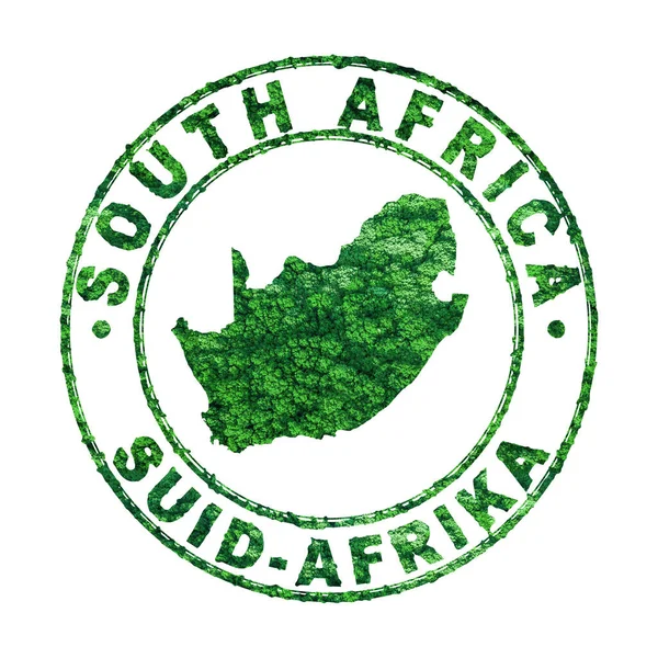 Mappa Del Sudafrica Francobolli Postali Sviluppo Sostenibile Concetto Emissione Co2 — Foto Stock