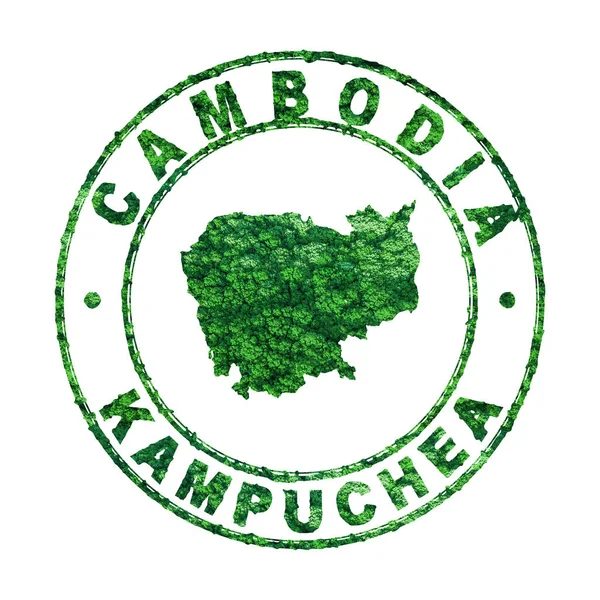 柬埔寨地图 邮政邮票 可持续发展 二氧化碳排放概念 裁剪路径 — 图库照片